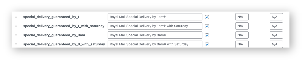 woocommerce royal mail uk special delivery services