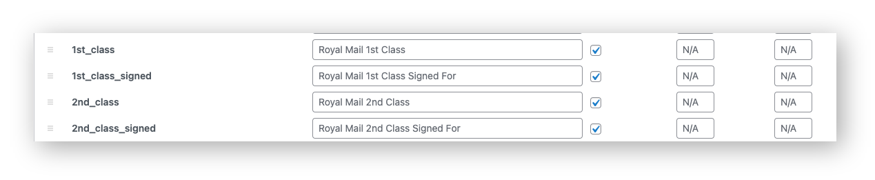 woocommerce royal mail uk standard and signed services