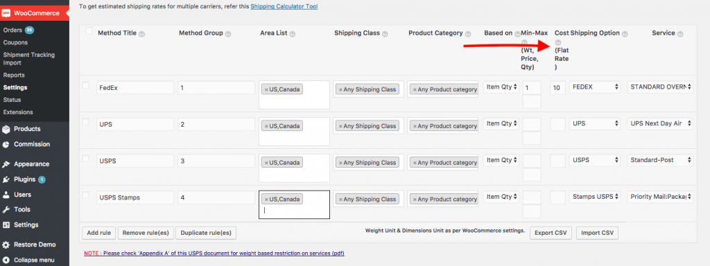 Adding Extra charges to Shipping Rates