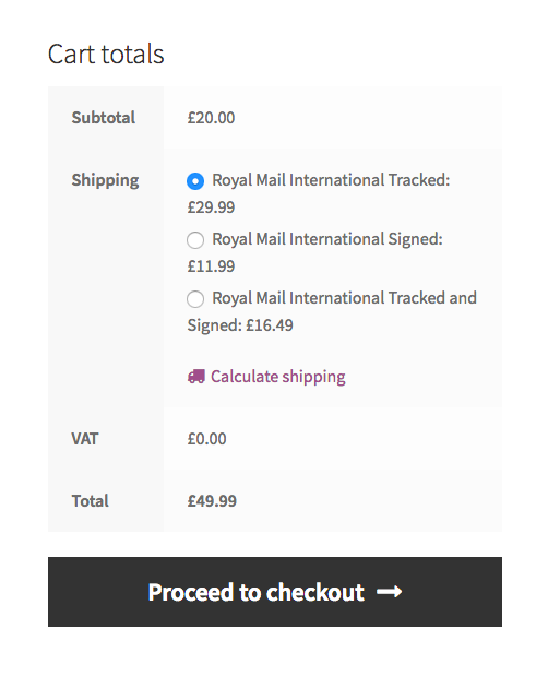 woocommerce royal mail cart rate
