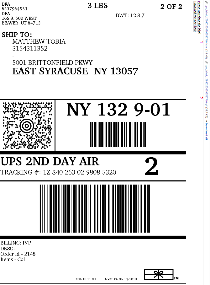 Send UPS Shipping Label via Email
