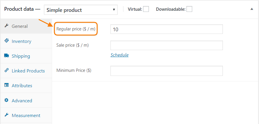 setting up the woocommerce product price