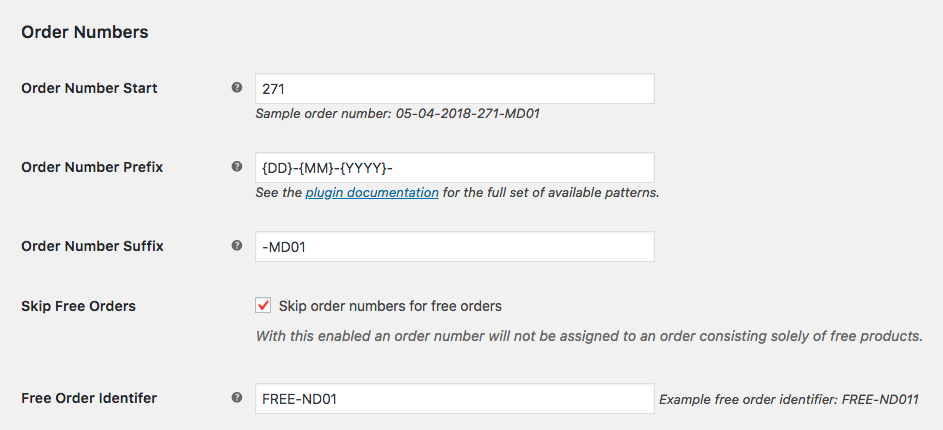 Sequential order settings