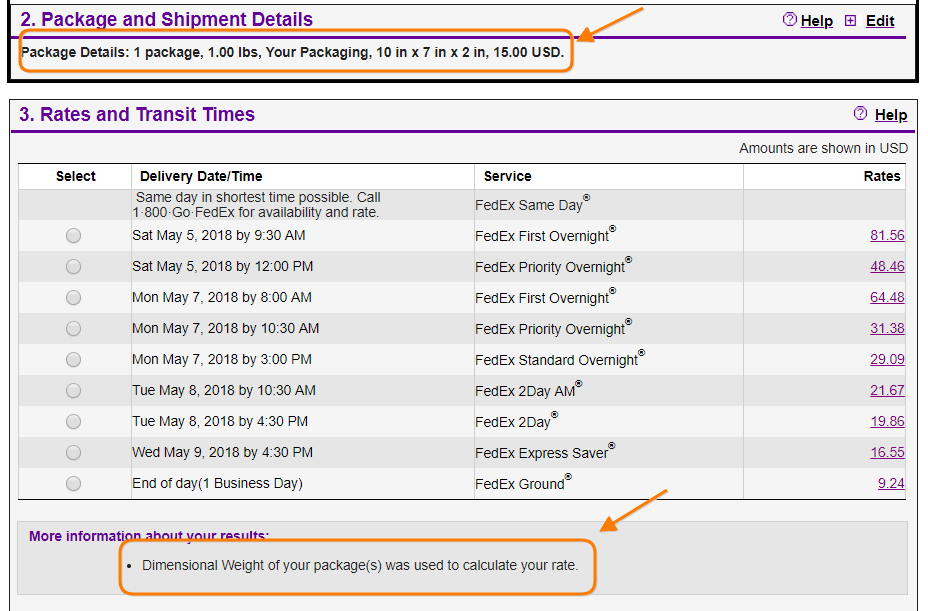 Fedex Dimensional Weight Chart