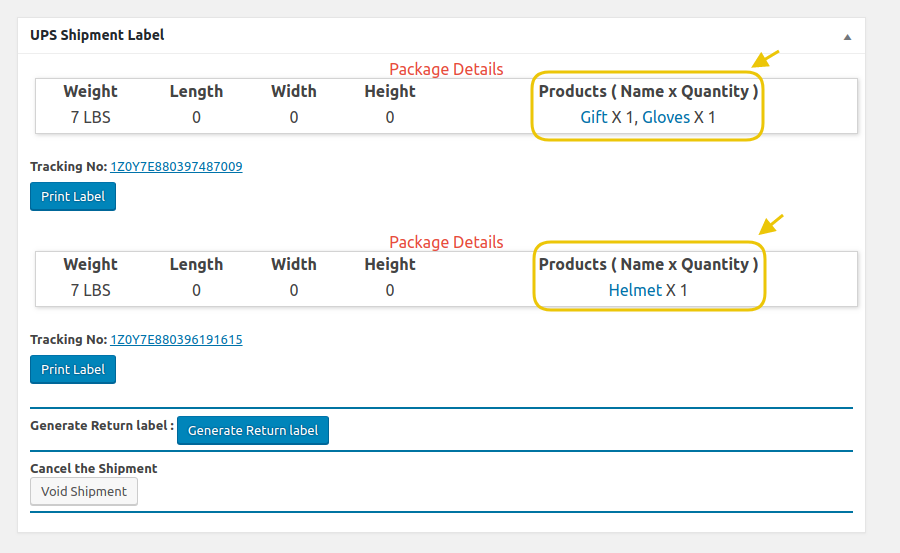 shipping label