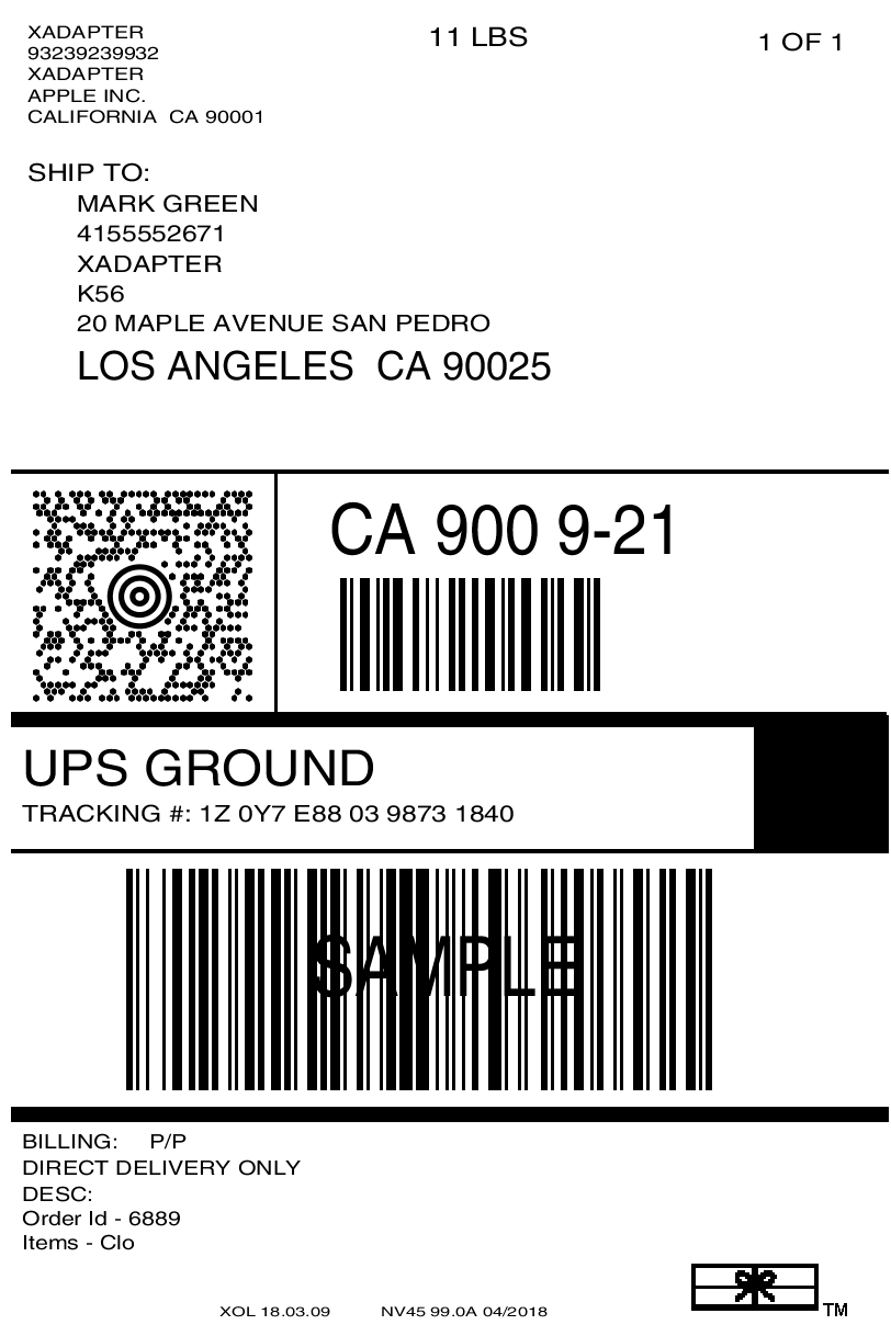 shipping label