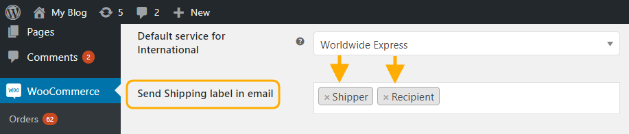 send shipping labels to shipper and customers via email