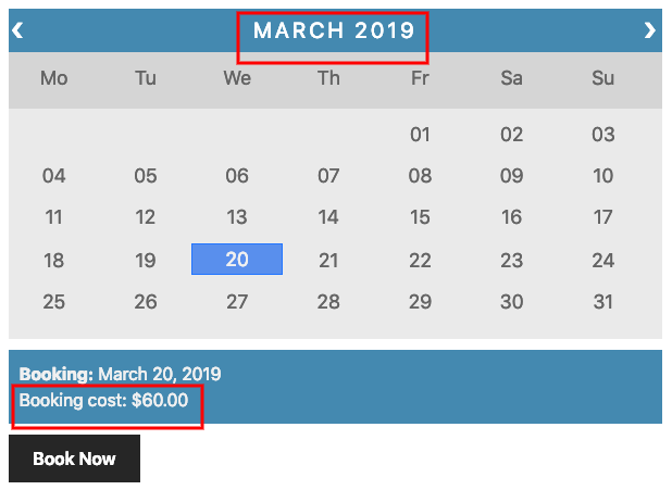 Booking cost on Weekdays