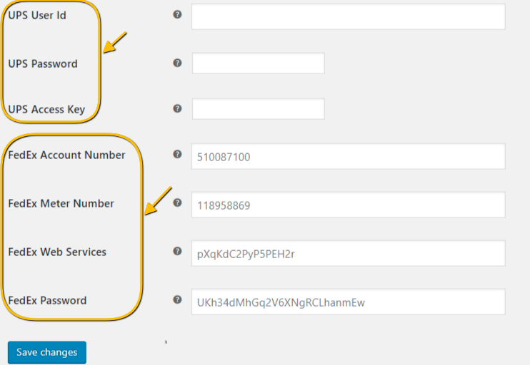 Enter UPS and FedEx Account details to get real-time order tracking details