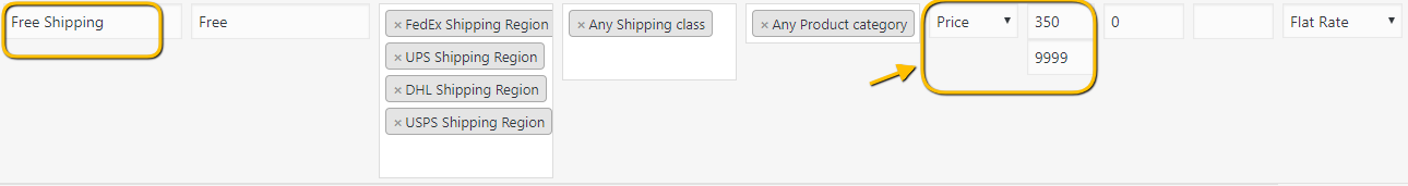 Multi-Carrier shipping plugin with Free Shipping configured for cart price above $350