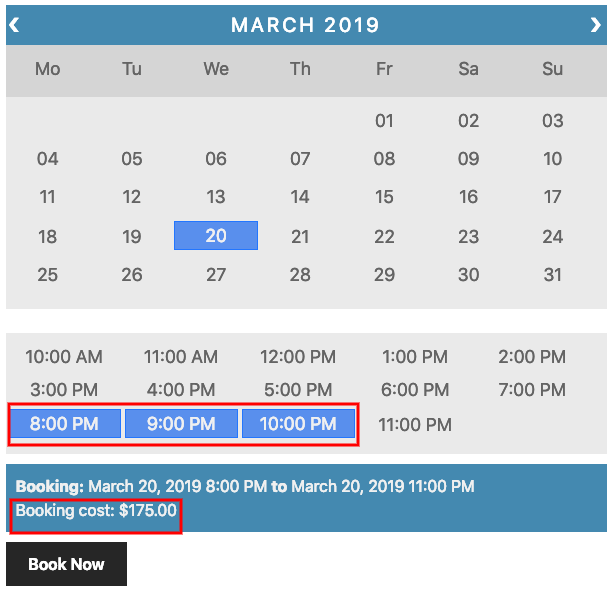 Higher booking prices between 07:00 PM to 11:00 PM