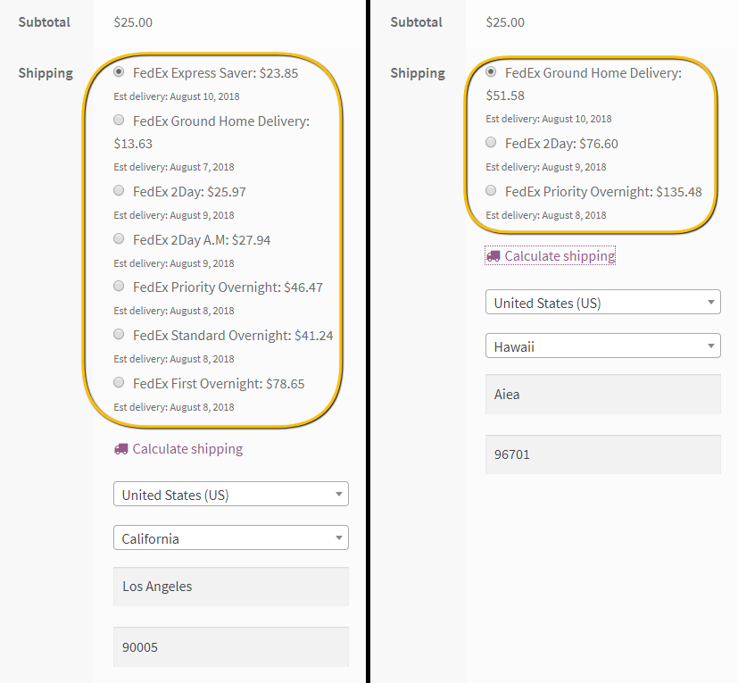 Official FedEx Shipping Rates for California and Hawaii