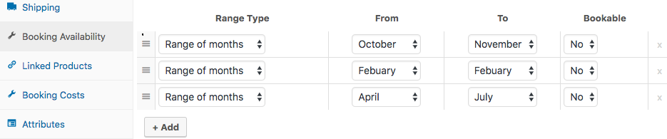 Show availability based on months