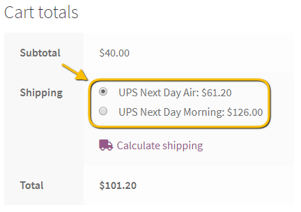 UPS real-time shipping rates for heavier products