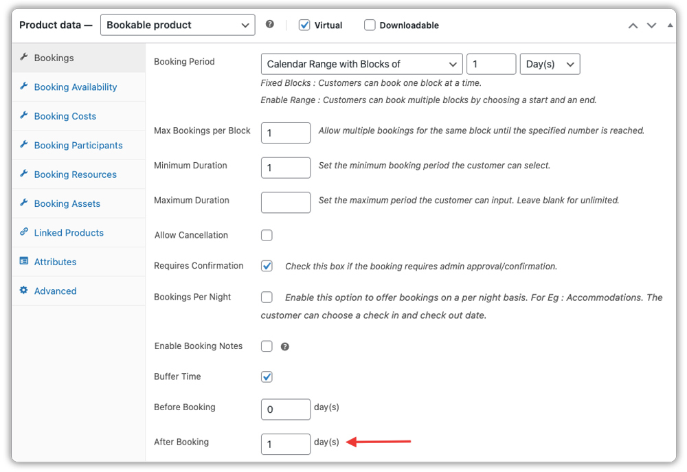 buffer after woo booking 
