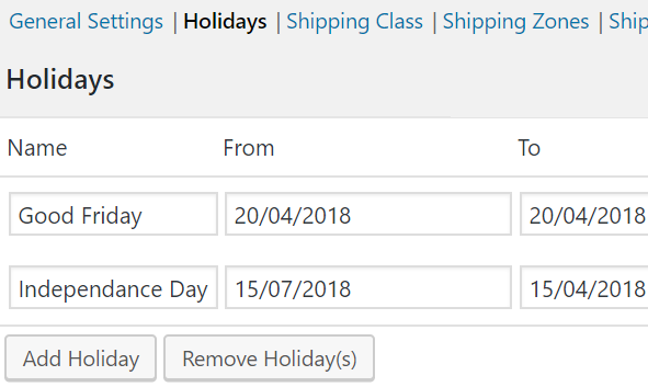 Prepare your list of holidays