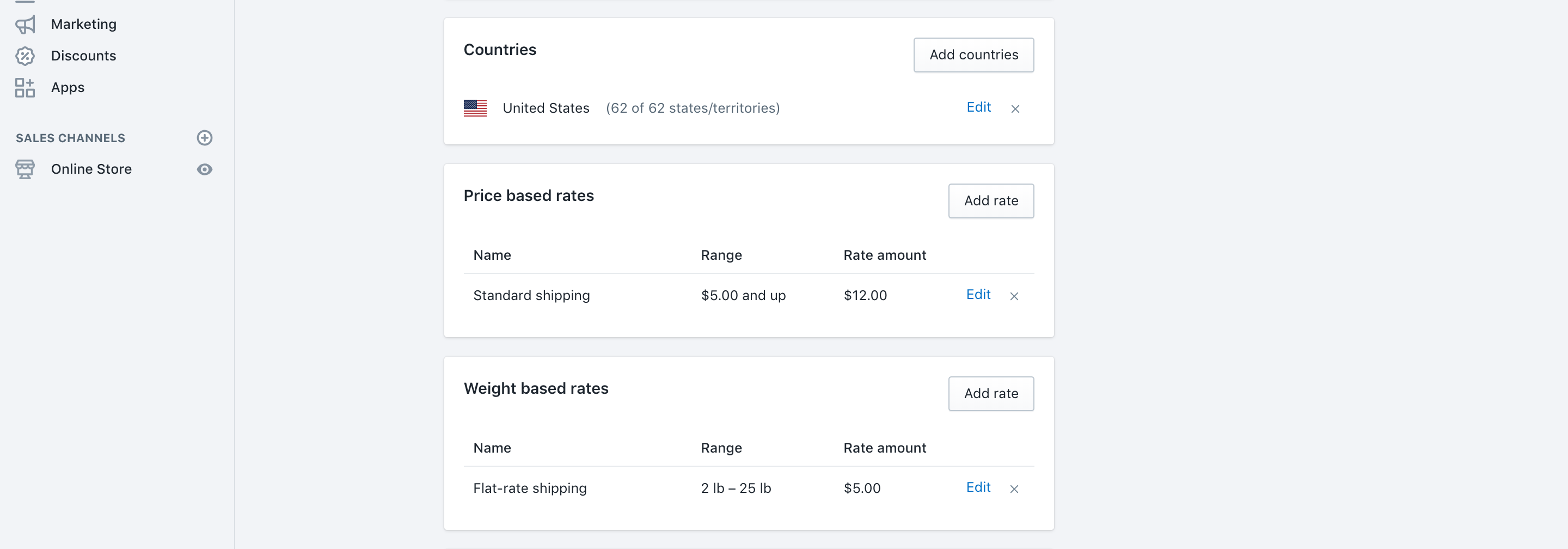 shopify shipping parameters