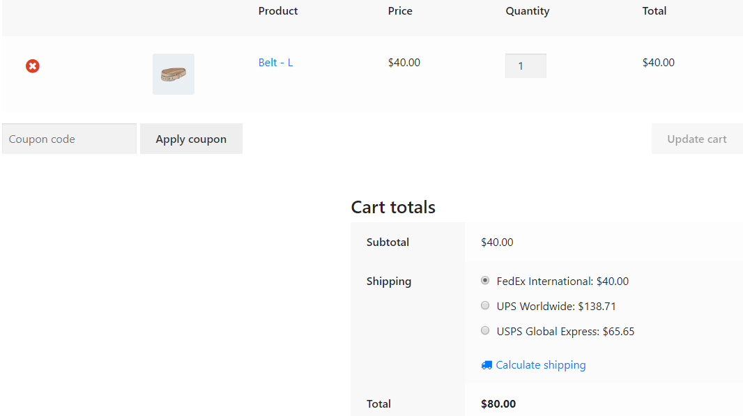 Shipping rates from multiple shipping carriers on the cart page