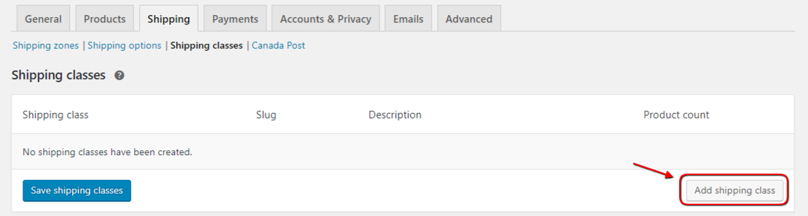 Add Shipping Classes