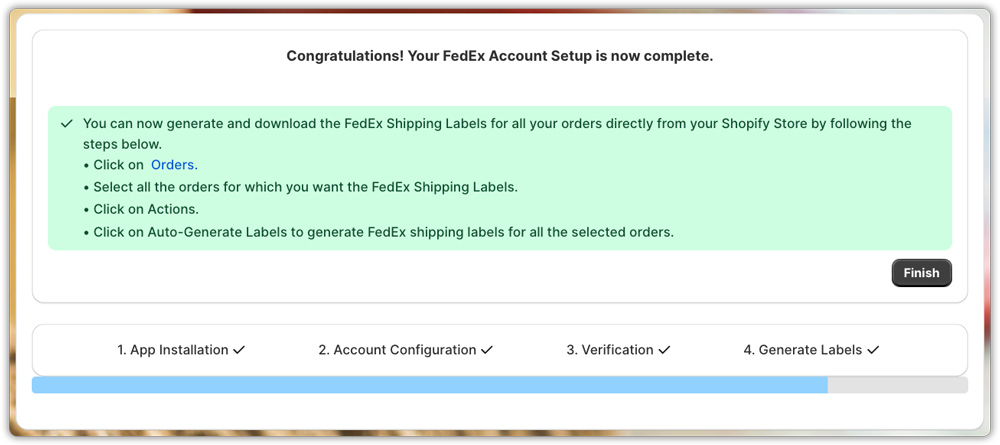 fedex app setup completed