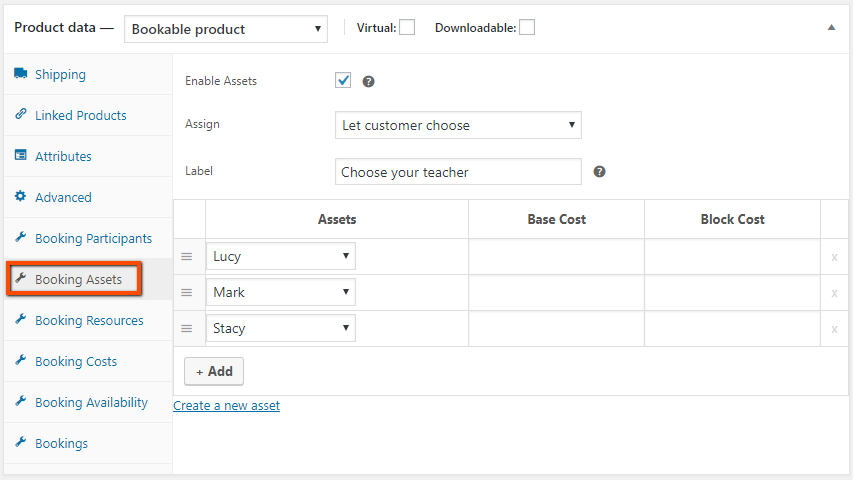 Booking Assets on orders page