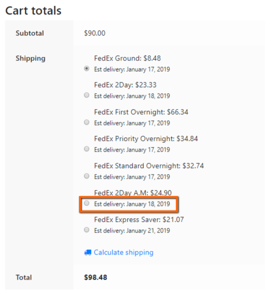 Display Estimated Delivery Date