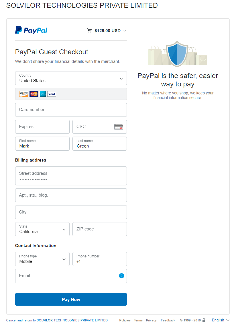 Payment with Credit Card