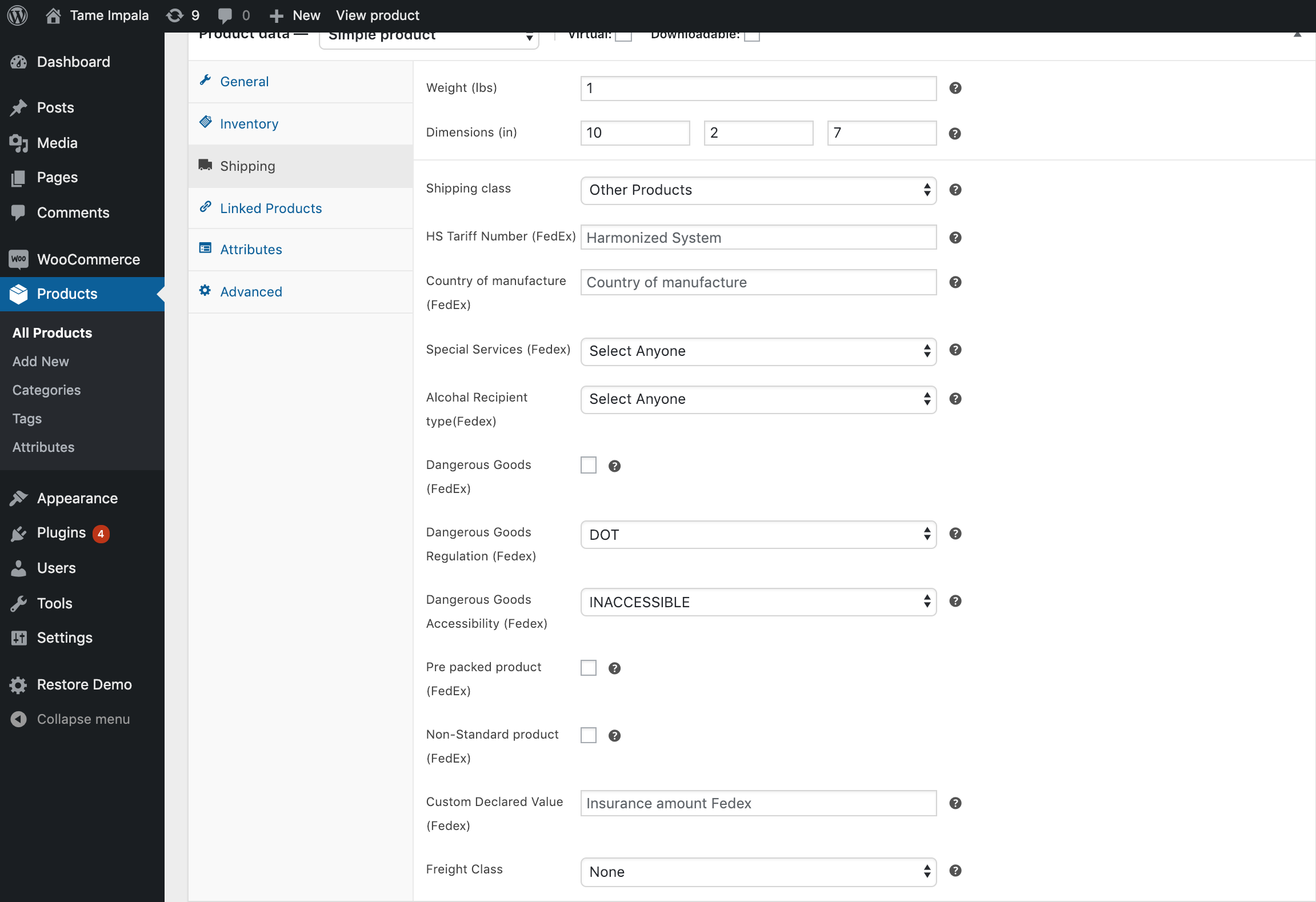 product-settings