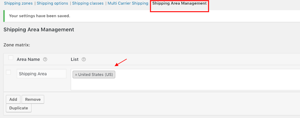 Shipping Area Management