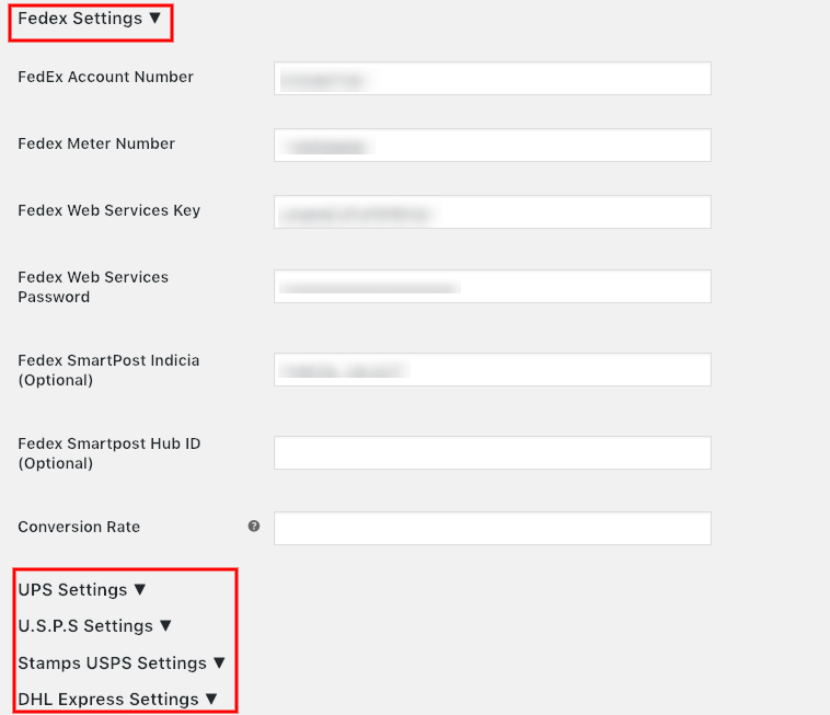 Shipping Carrier Details