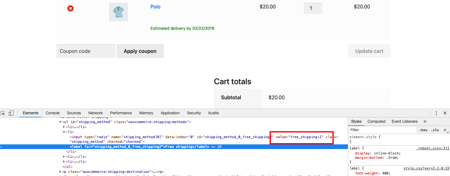 Inspecting the WooCommerce shipping methods