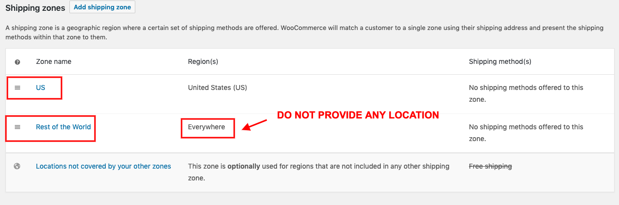 Shipping Zones