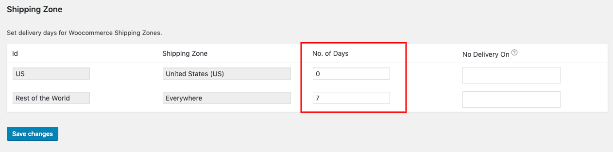 WooCommerce zones based delivery dates