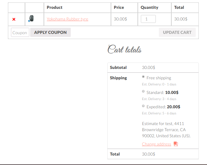 estimated delivery date on checkout page