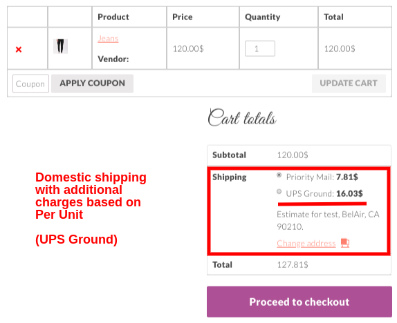 Domestic Shipping rates after Adjustment