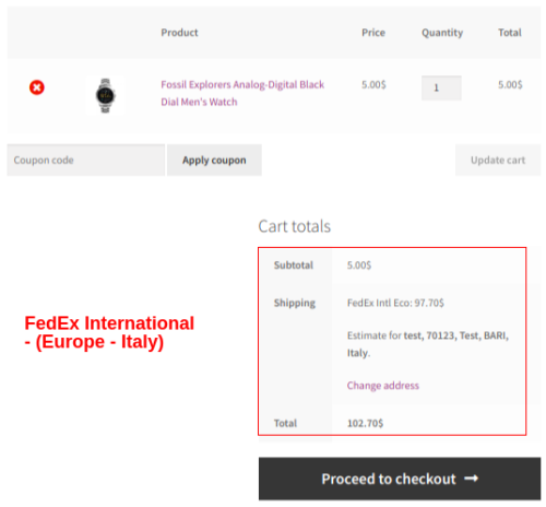 rates getting calculated on the basis of the destination address.