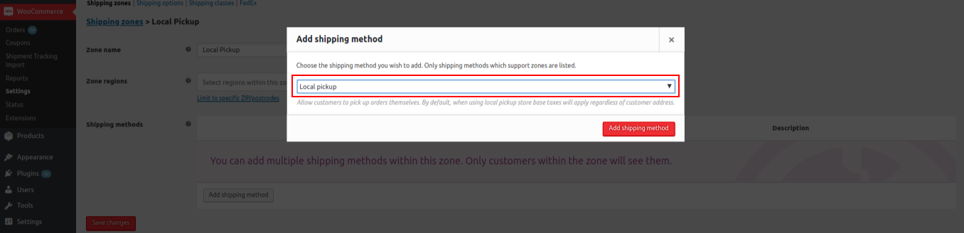woocommerce local pickup