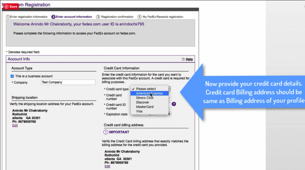 Credit Card Details