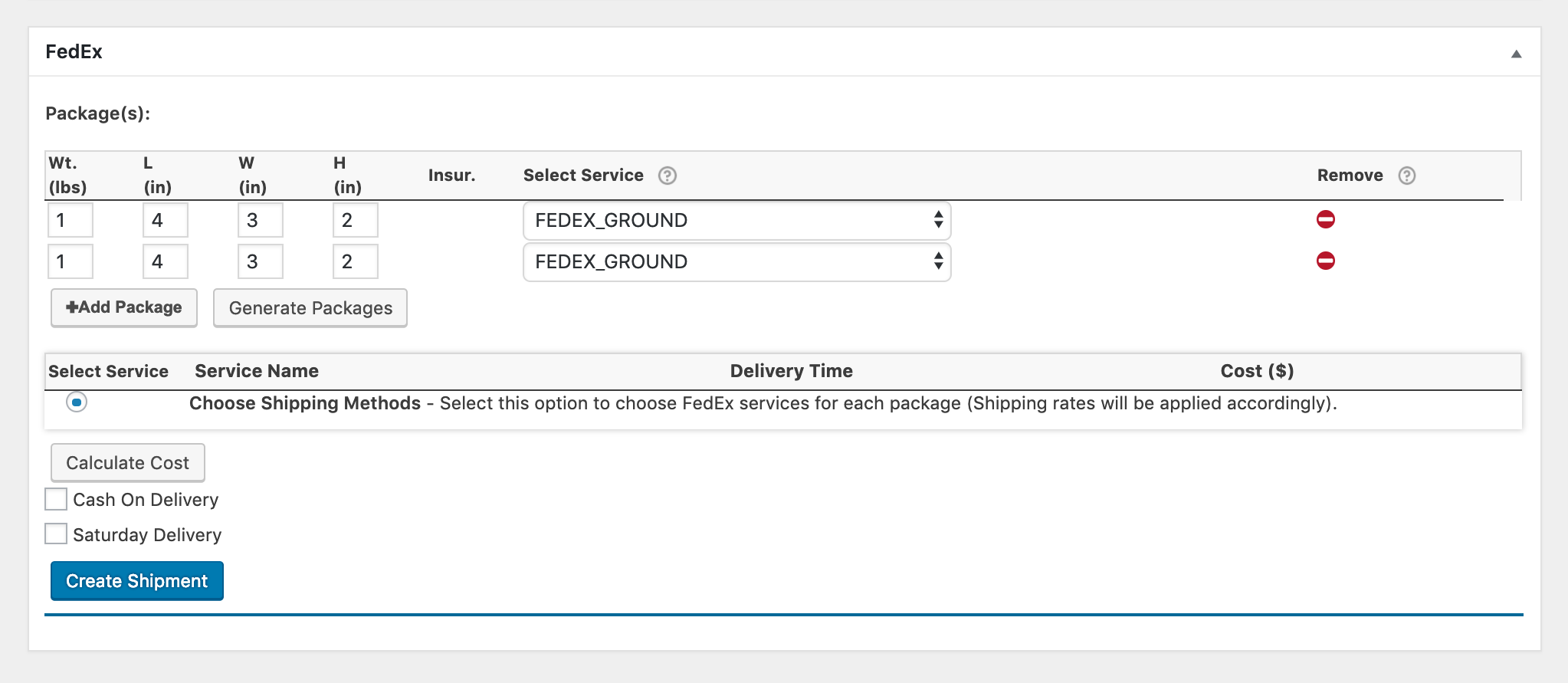 fedex shipping rates