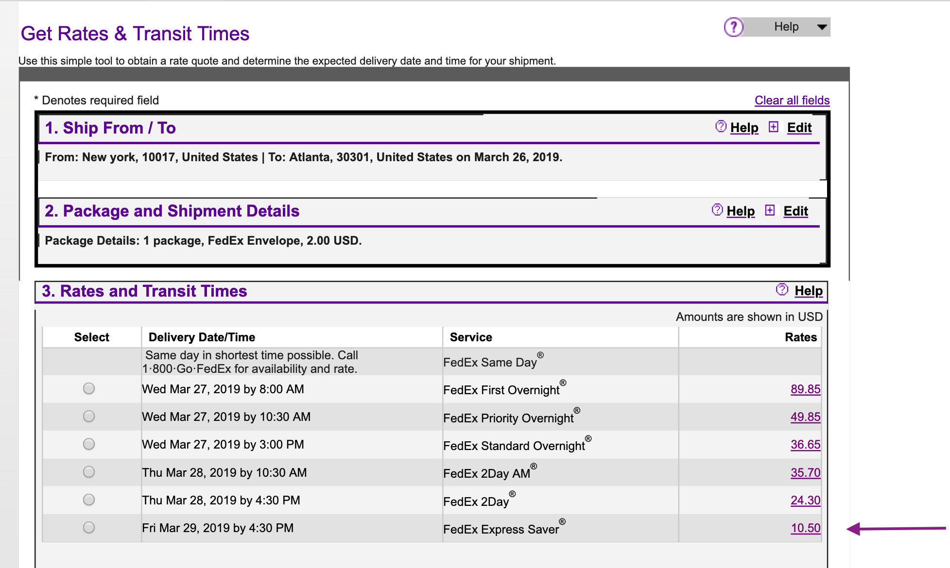 fedex express saver