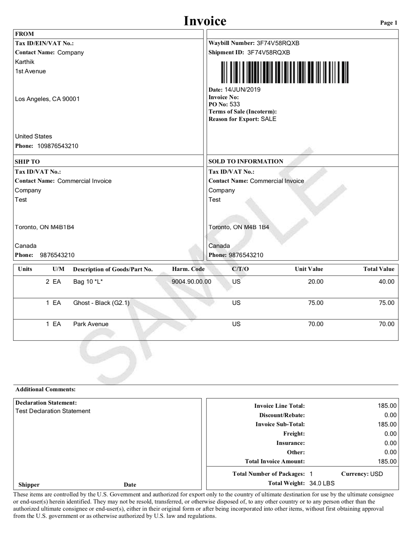 ups international shipping label