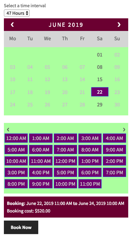 custom time duration