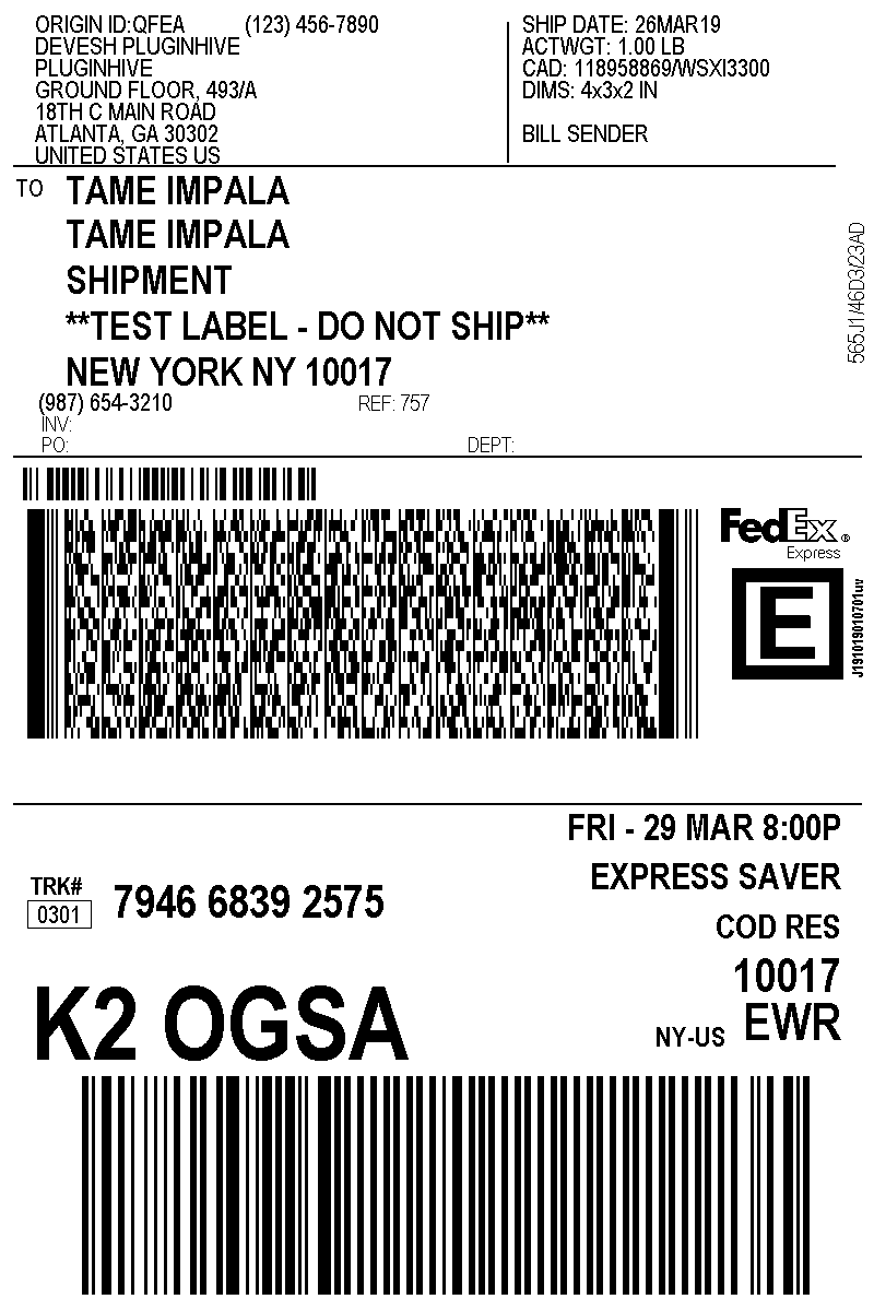 fedex express saver label