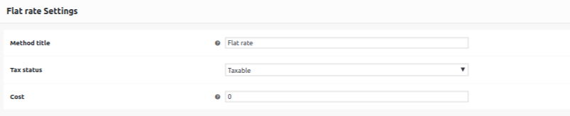 Flat Rate settings page