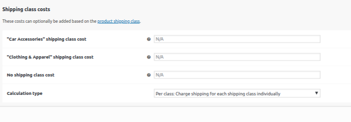 shipping class cost