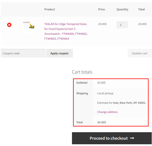 Cart Calculation for Local Pickup