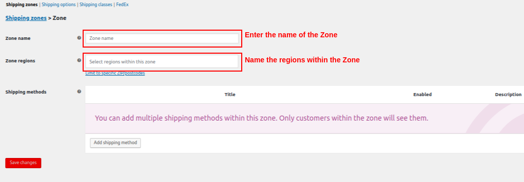 Shipping Zones