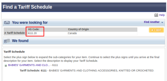 find a tariff schedule