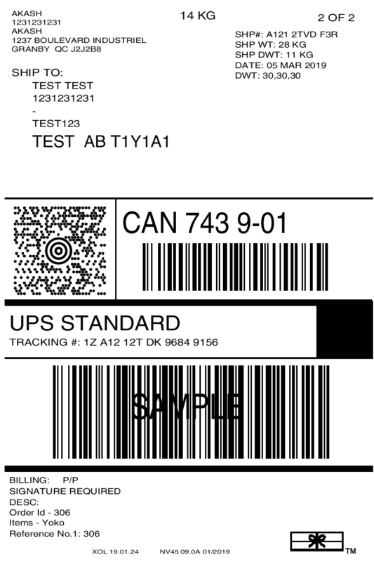 UPS Test Shipping Label 2