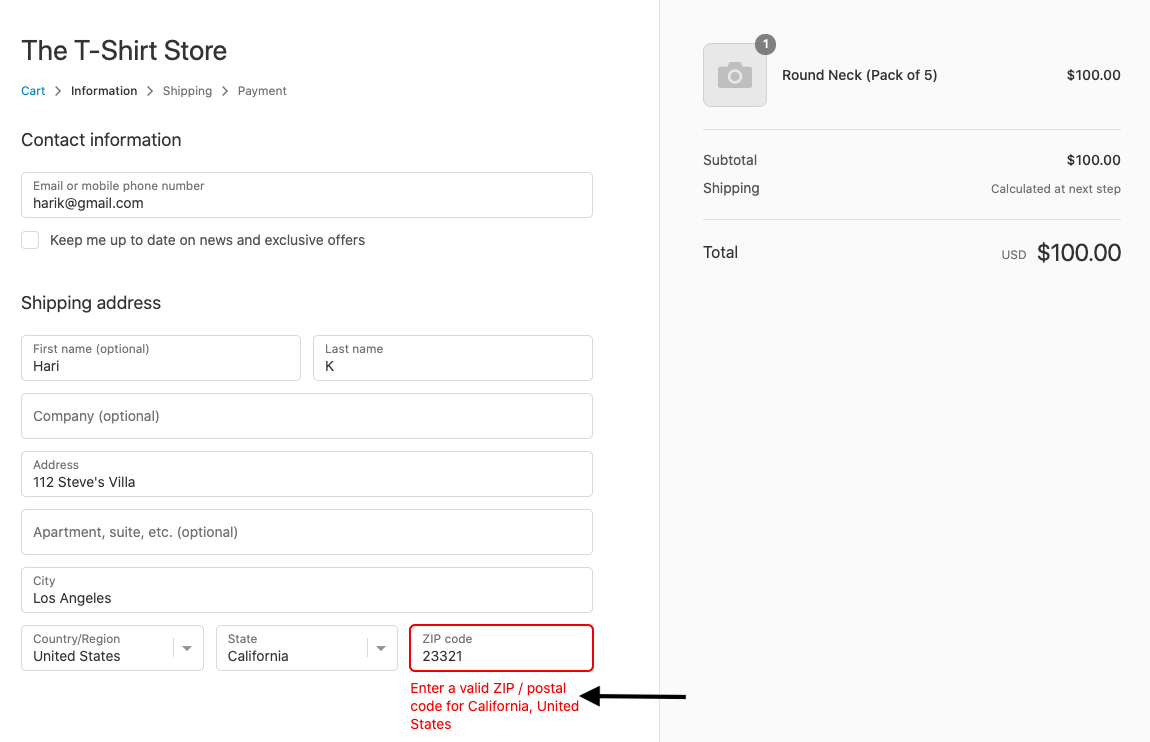 Address Validation at checkout